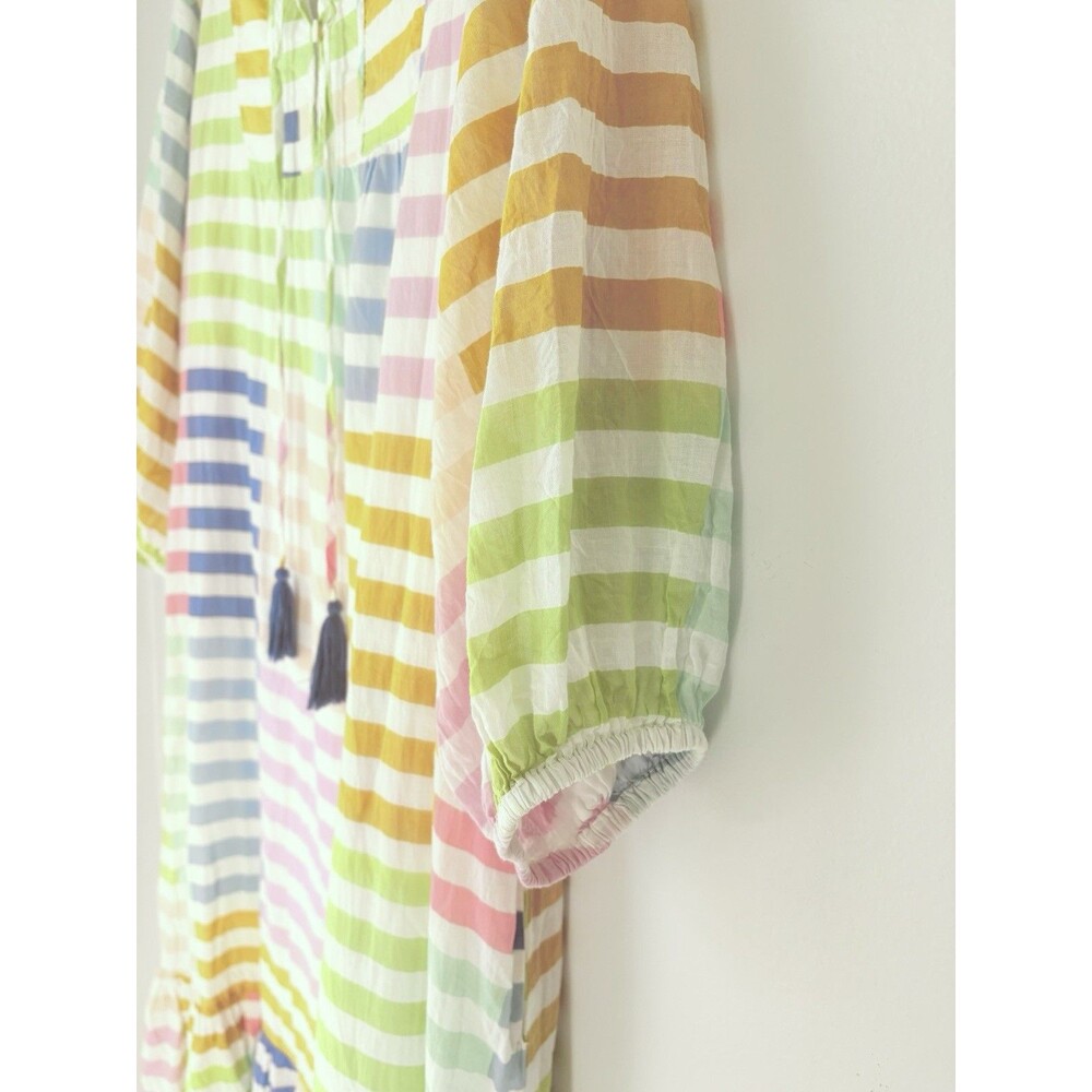 Sunshine Tienda Colorful Stripe Copa Maxi Dress Sz Large Beachy Coastal Boho - Picture 4 of 13